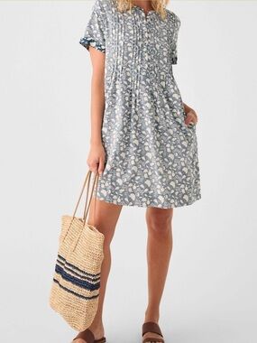 Faherty Floral Navy and White Gemina Dress